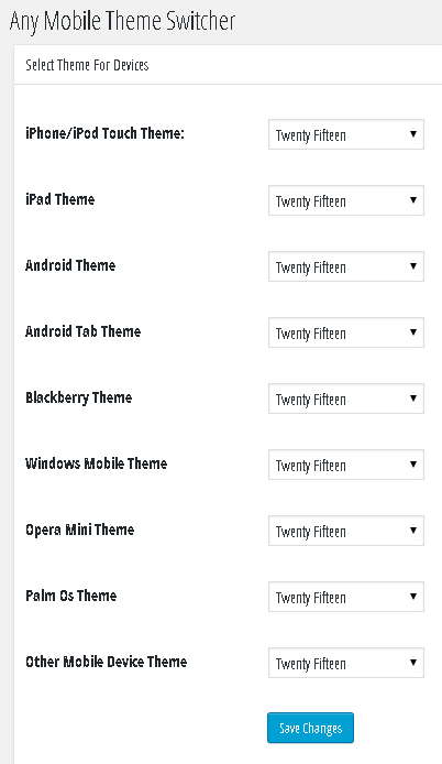 any mobile theme switcher different theme for different devices