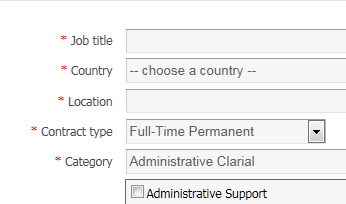 Job creation form