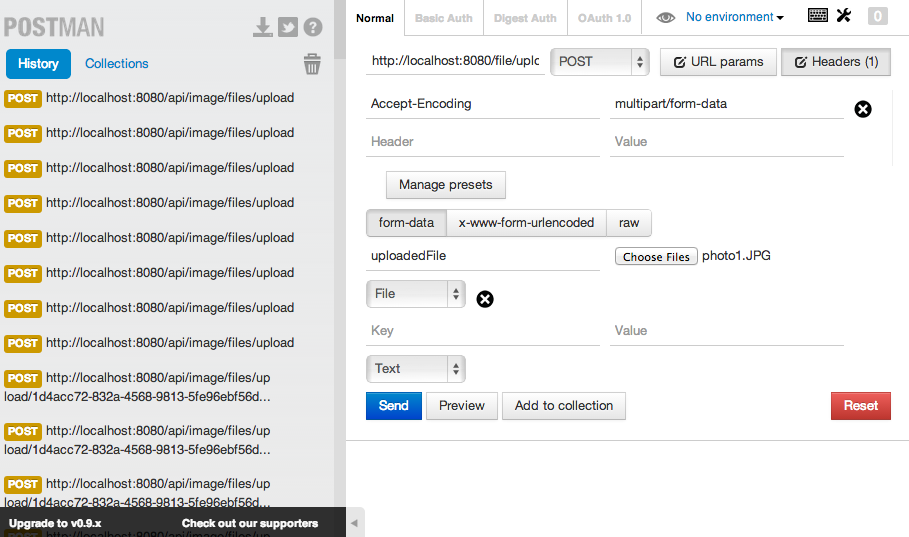 postman multipart/form-data