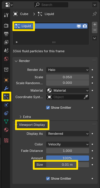 default particle size