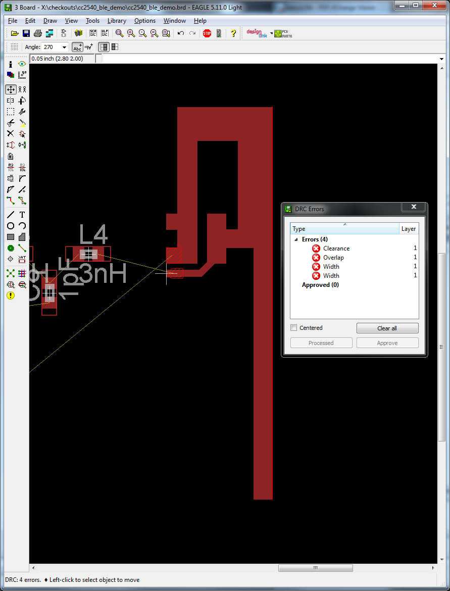 Antenna with DRC errors