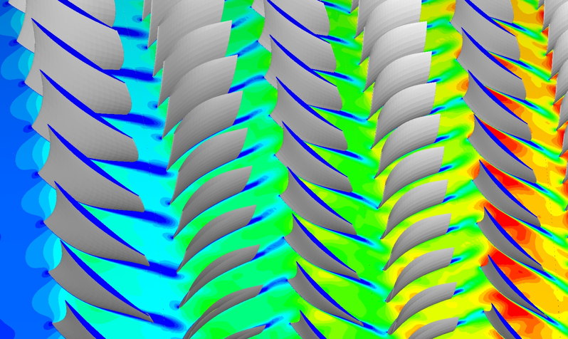 CFD picture from a compressor cascade simulation