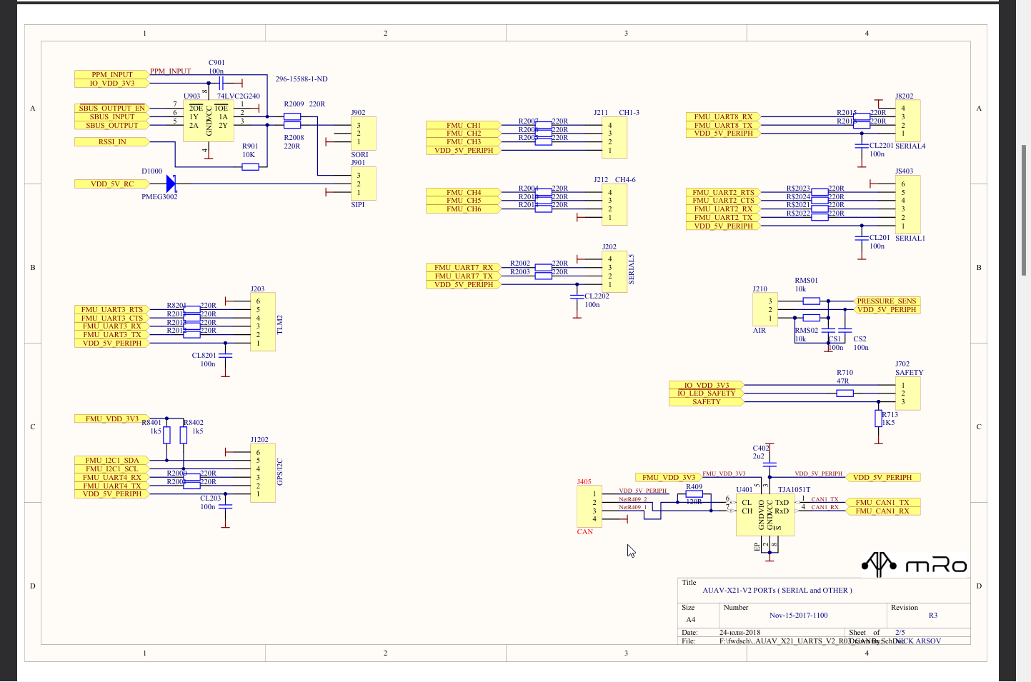 AUAV X21 Schematic by mRo