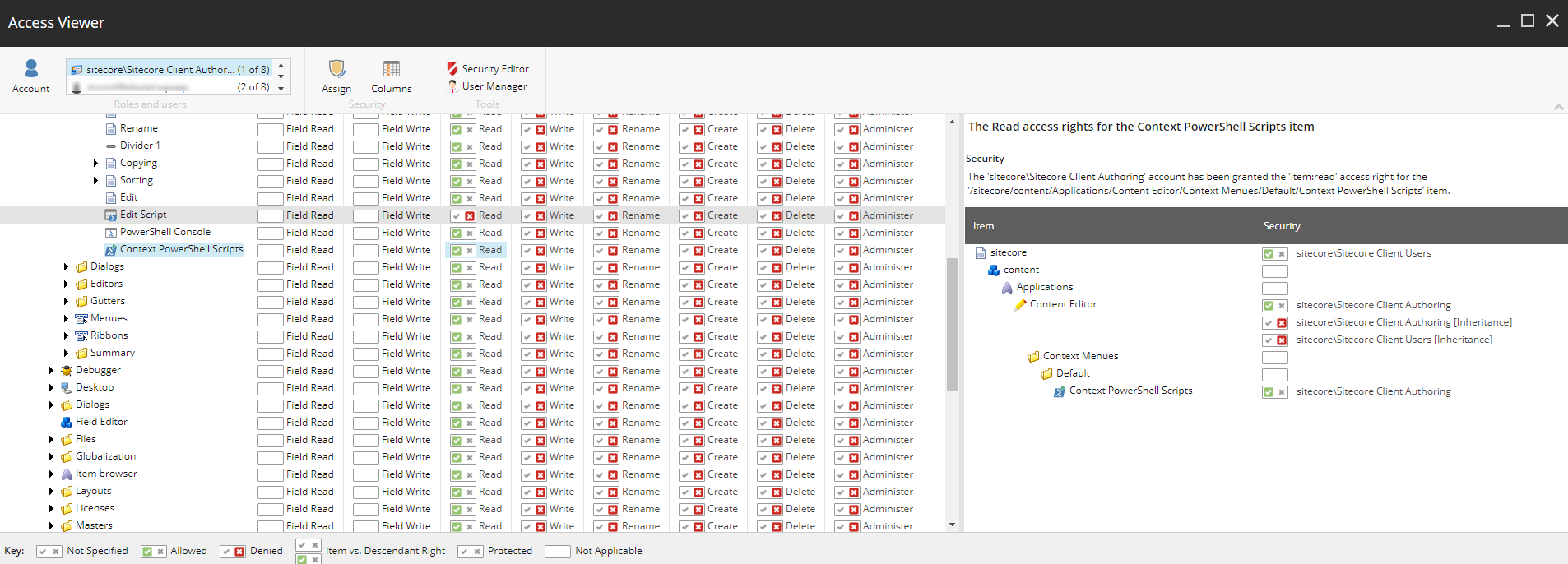 Access Rights In Core Database