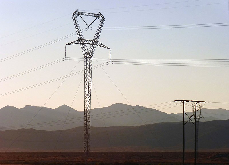 Guyed "Delta" transmission tower (a combination of guyed "V" and "Y") in Nevada.