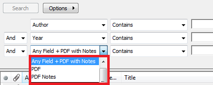 Endnote search options