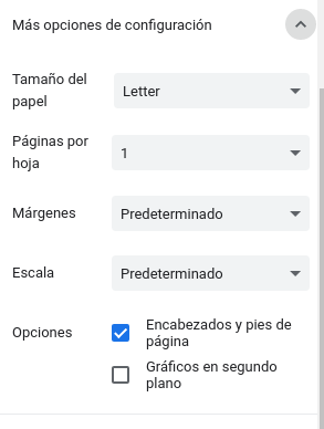 Más opciones de configuración