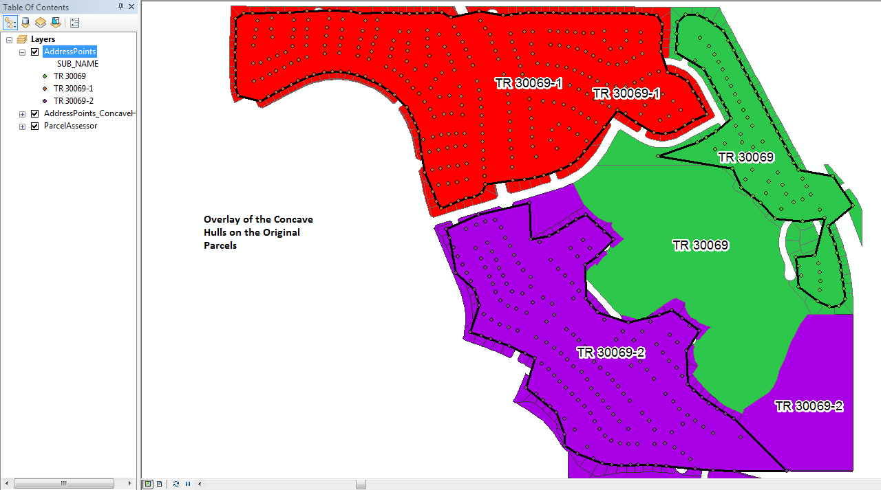 Overlay of Concave Hulls on Original Parcels