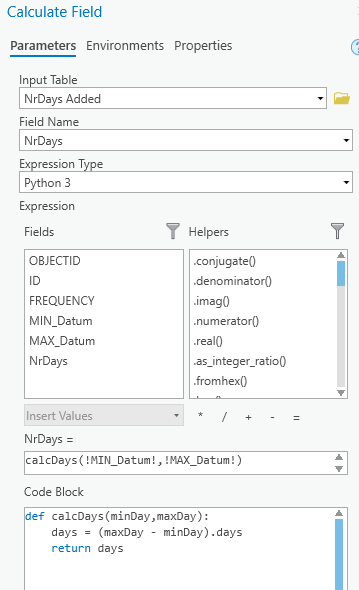 Calculate field tool