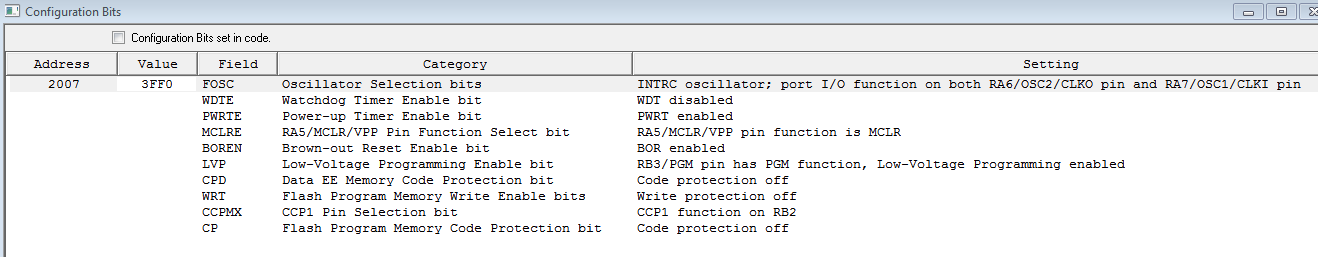 Configuration Bits