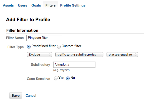 Filtering Pingdom in Google Analytics