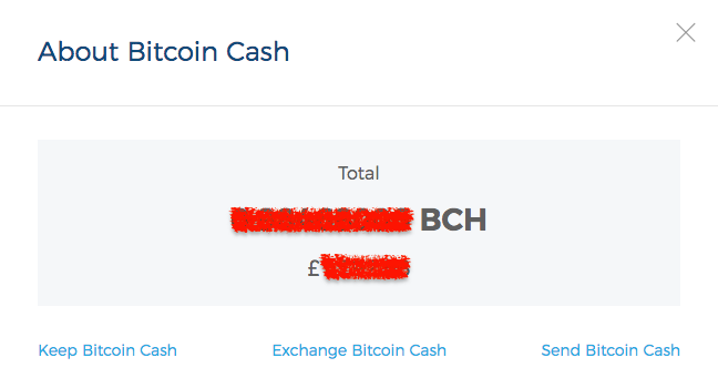 Bitcoin Cash Balance dialog