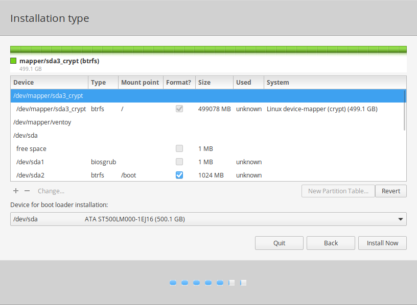 Final Partition Table