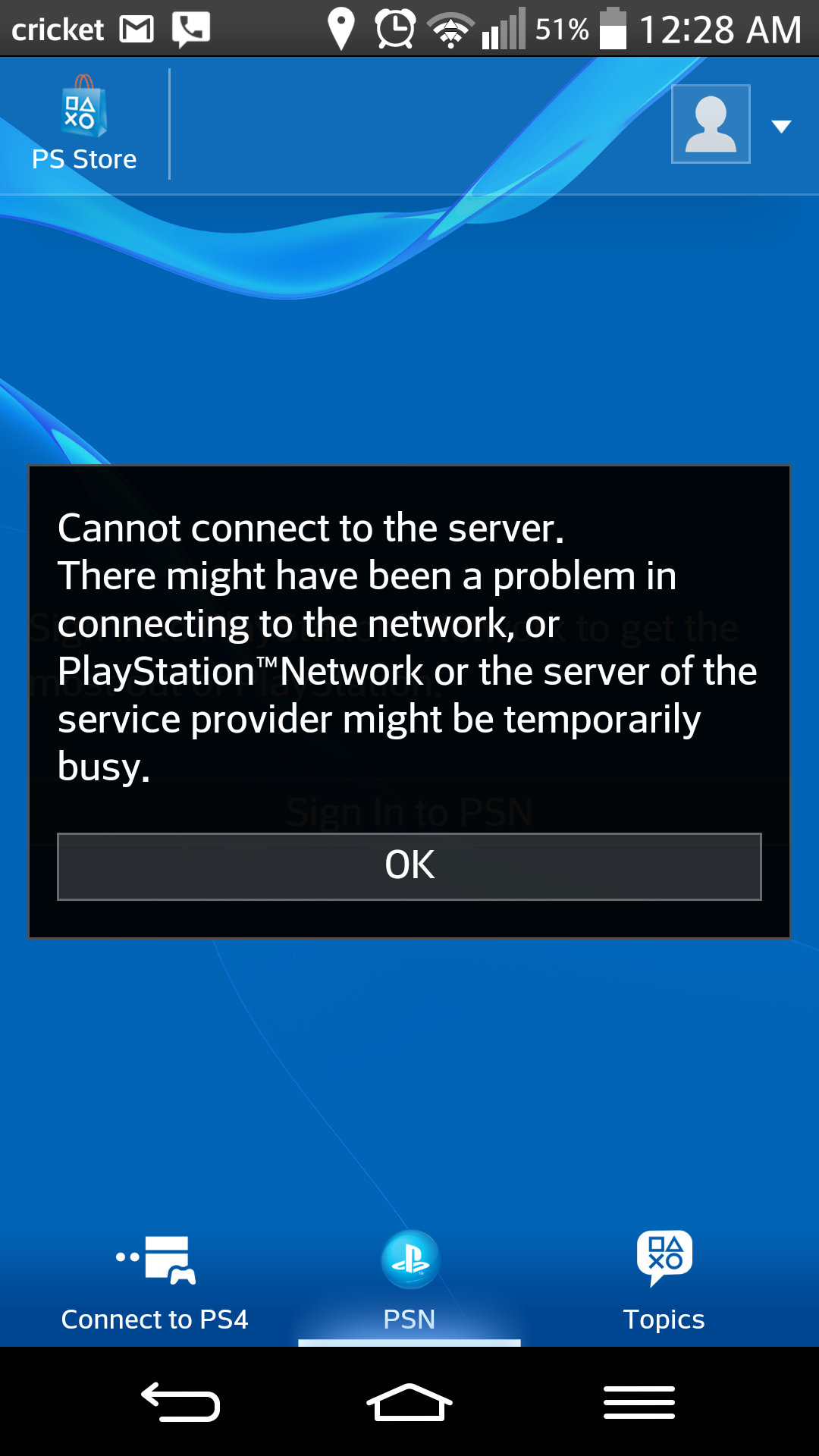 psn app error