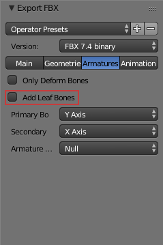 Fbx export options