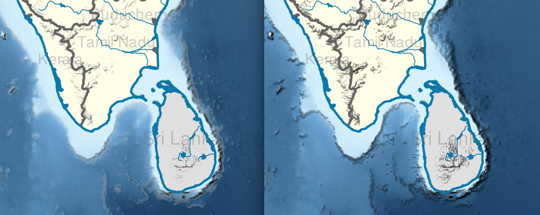 Comparison of process #2 (left) and #3 (right), details view.