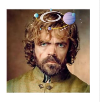 Image of my profile picture containing Peter Dinklage as Tyrion Lannister with Cosmic Brain hat