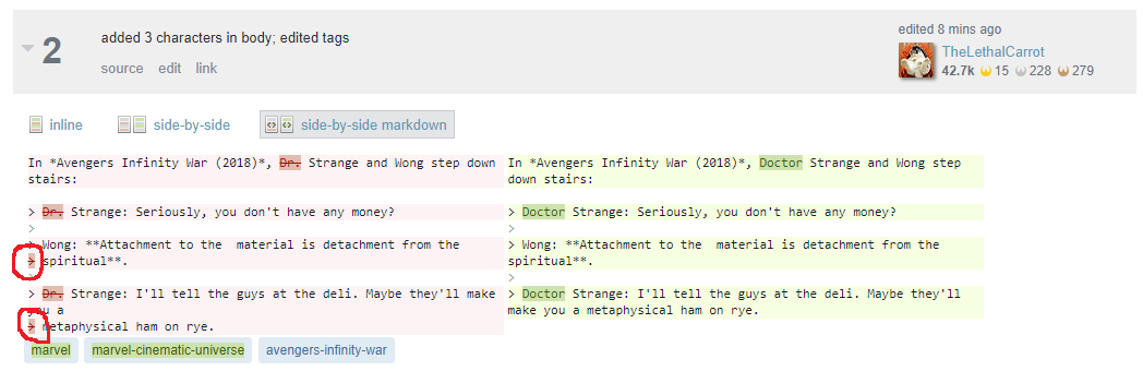 Image showing markdown revision differences