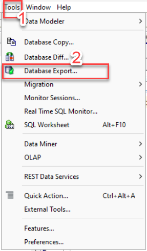 Database Export Location