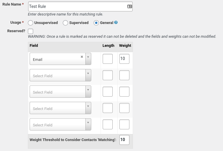 Find and Merge Rule Screen