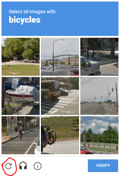 The retake option on reCAPTCHA