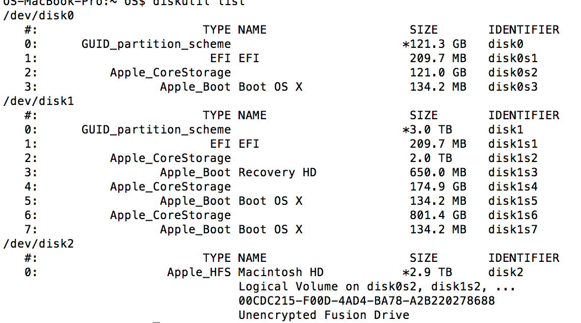 diskutil list
