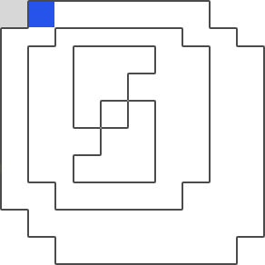 Outlines plus first square in light gray and second square in blue