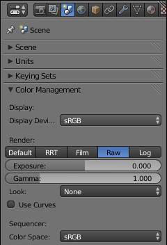 Scene settings for linear output.