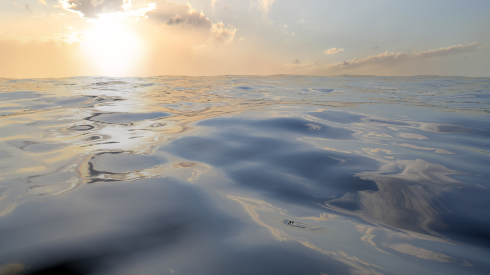 Rendering with ocean, light, and background image (there should be a purple light, but it doesn't show)