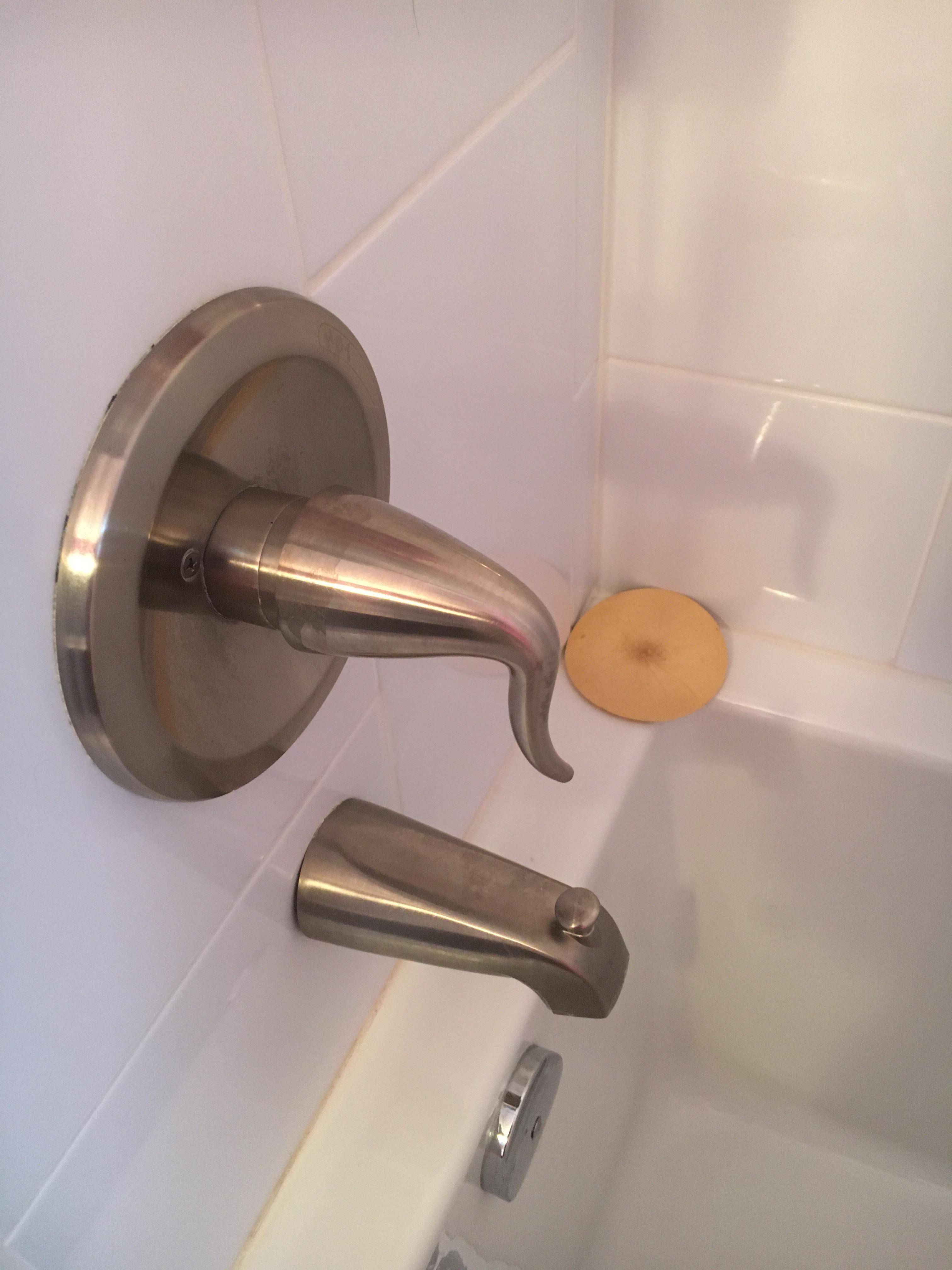 Assembled mystery shower mixer showing handle