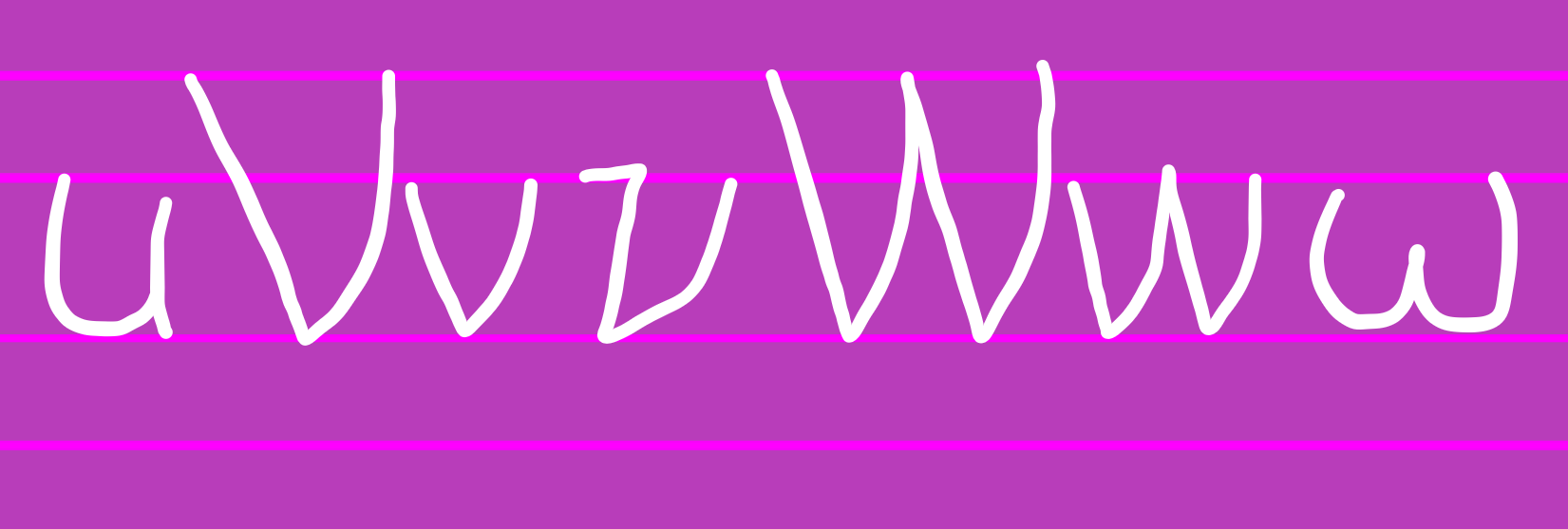 Figure 7: u, V, v, W, w, ν, ω