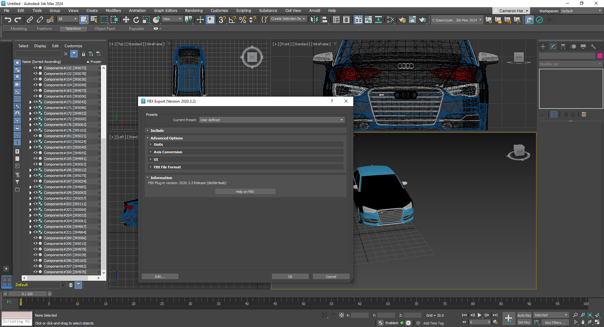 export window in 3dsmax showing default settings