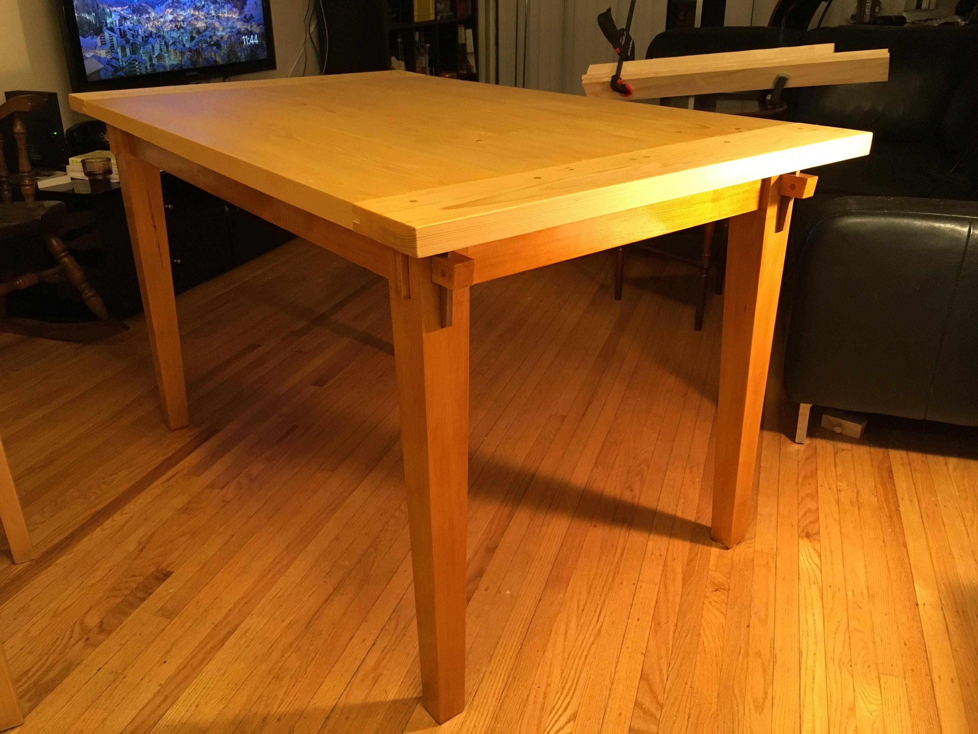 finished pine table