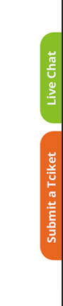 Two buttons/links, "Submit Ticket" and "Live Chat", with vertical text