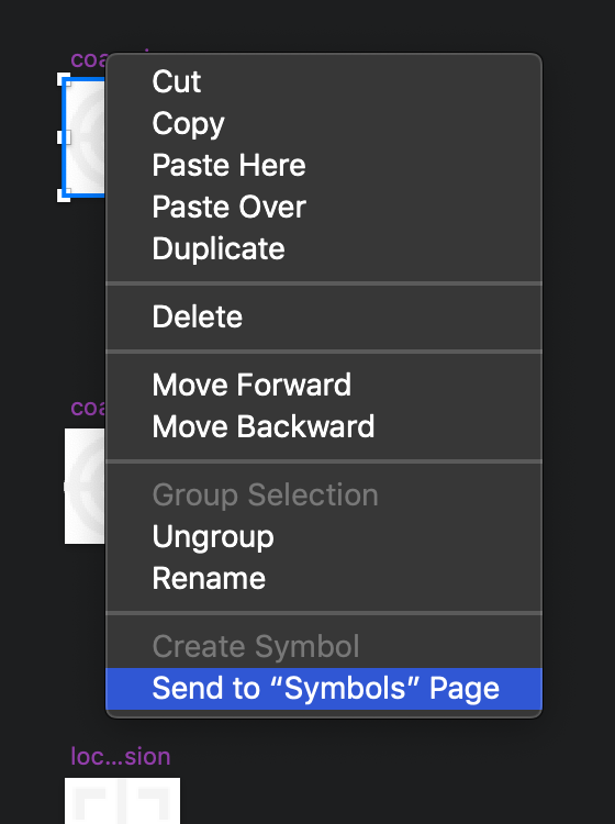 Just right click on the symbol, choose "send to symbols page" :)