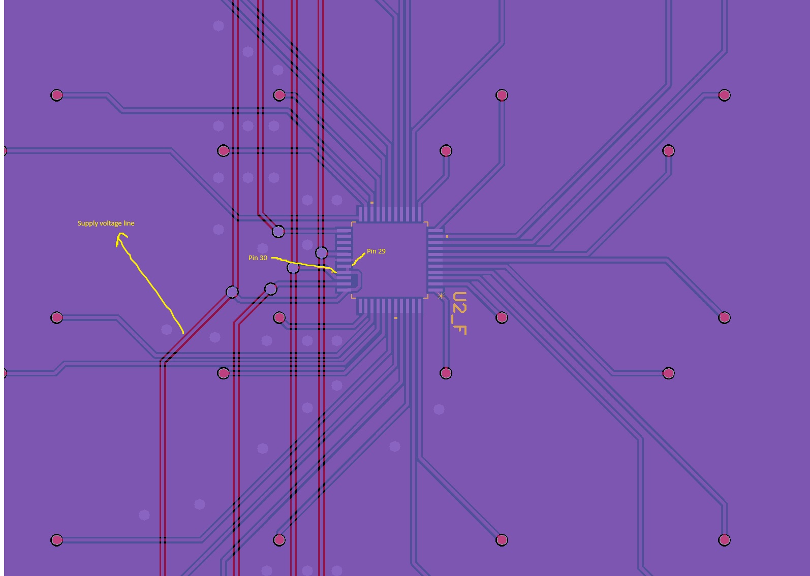 A screenshot of the inputs to the MICROCHIP HV5308 in the Gerber files