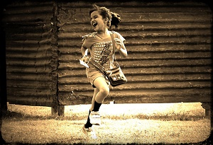 A girl running - candid shot