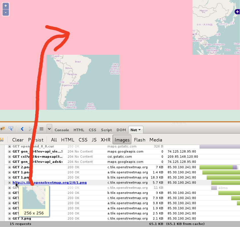 OpenStreetMap with pink tiles