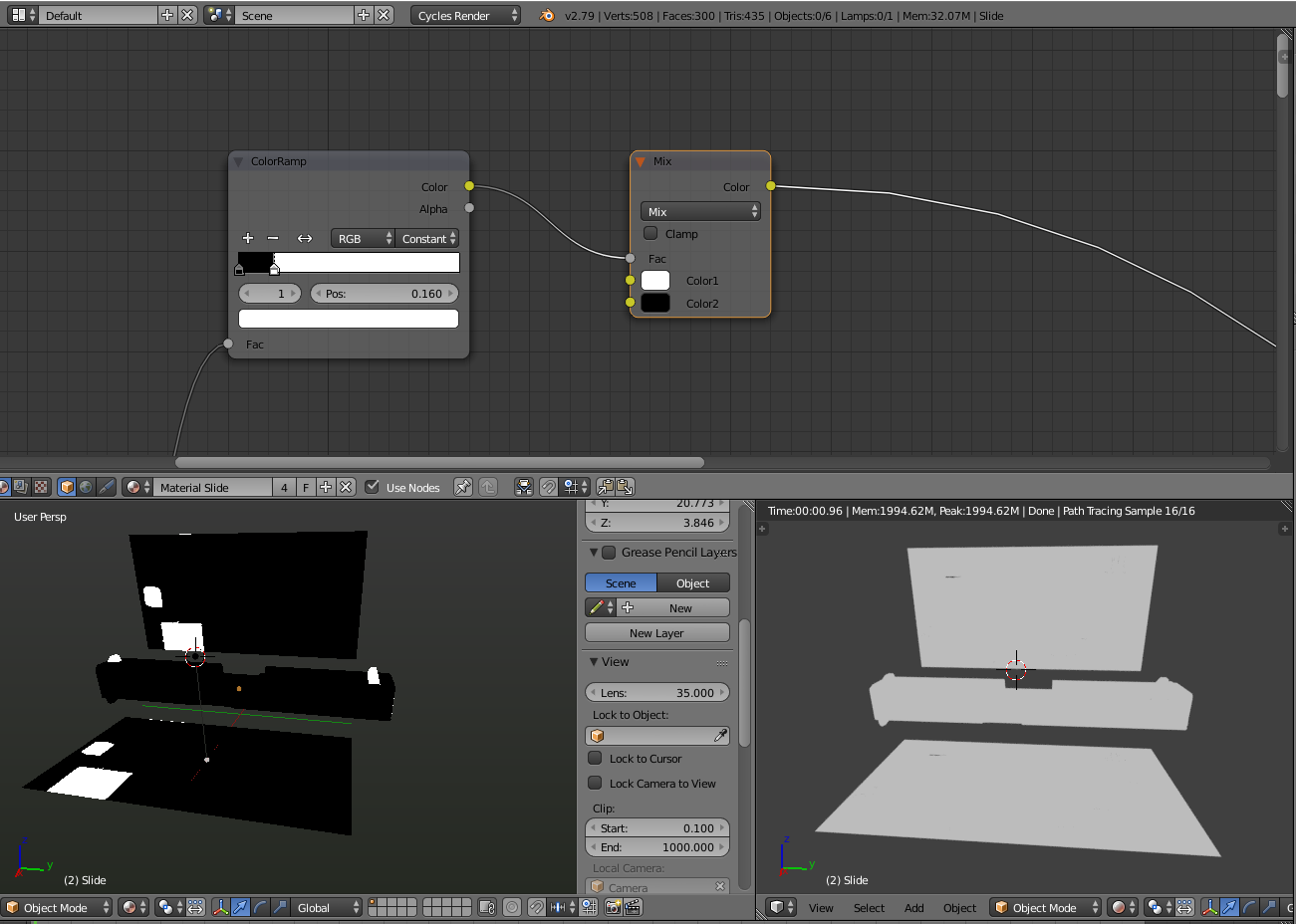 Material view and Render view are different