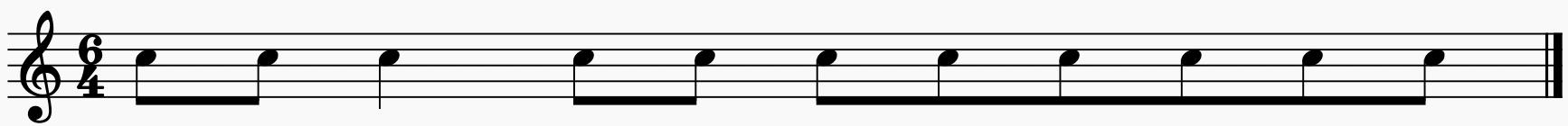 Proper 6/4 beaming — beats 3 and 4–6 beamed separately