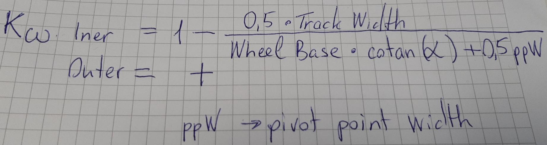 koefficient dependent on left steering wheel to your rear wheel speed