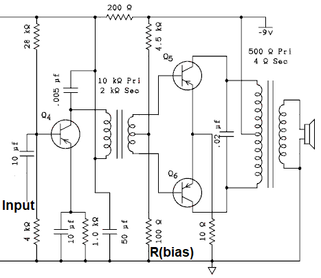 PNP germanium transistor push-pull audio schematic