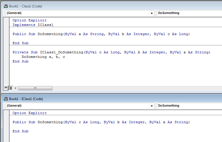 DoSomething(ByVal c As Long, ByVal b As Integer, ByVal a As String)