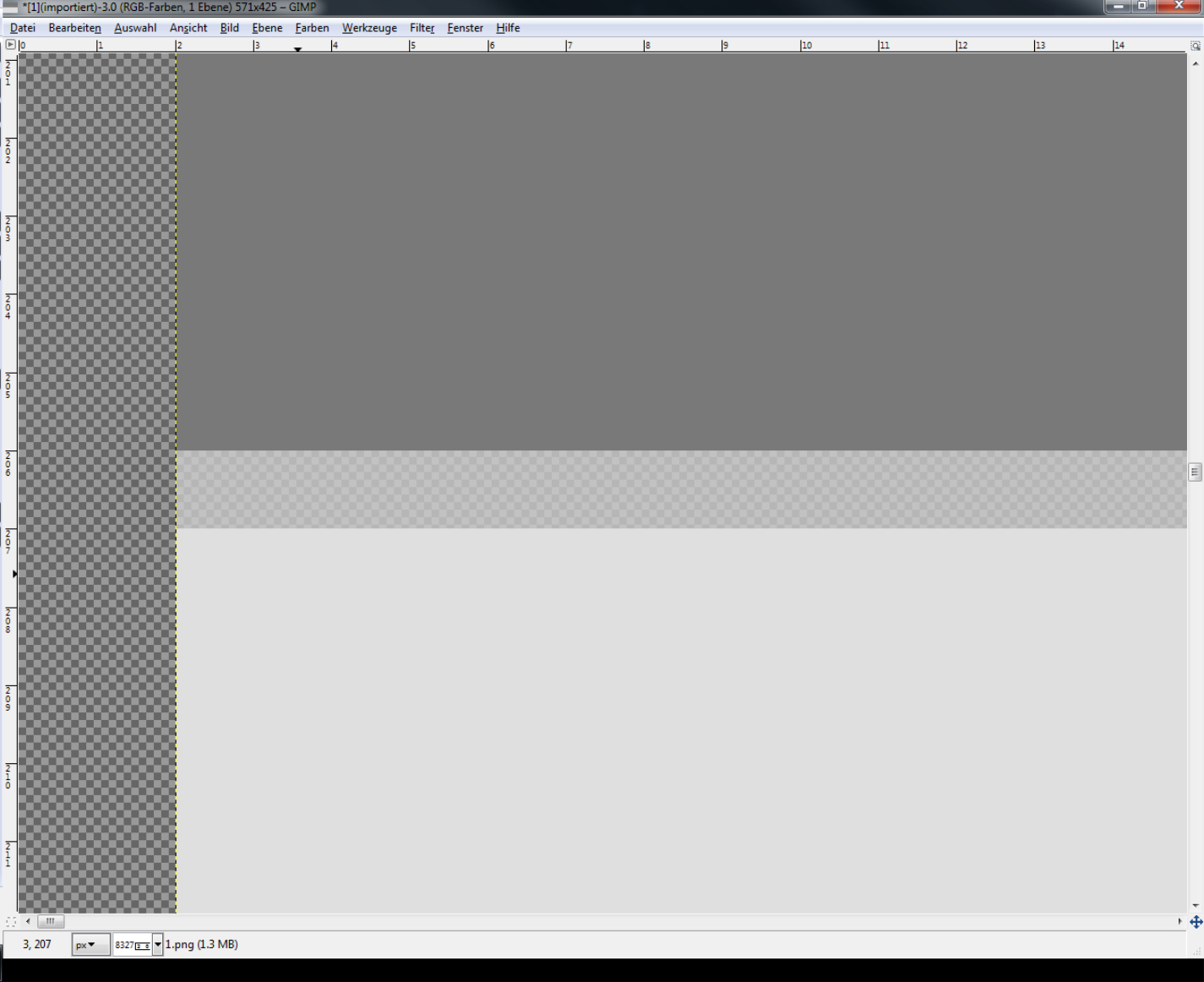 Screenshot of the boundary between the rectangles with Gimp