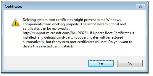 error- you're deleting a system cert!!