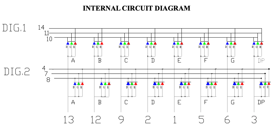 2x RGB 8-segment display - Schematic