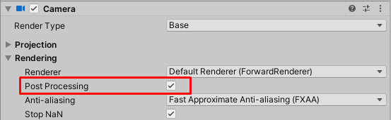 Enable Post Processing on camera