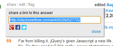 "share a link to this answer" dialog