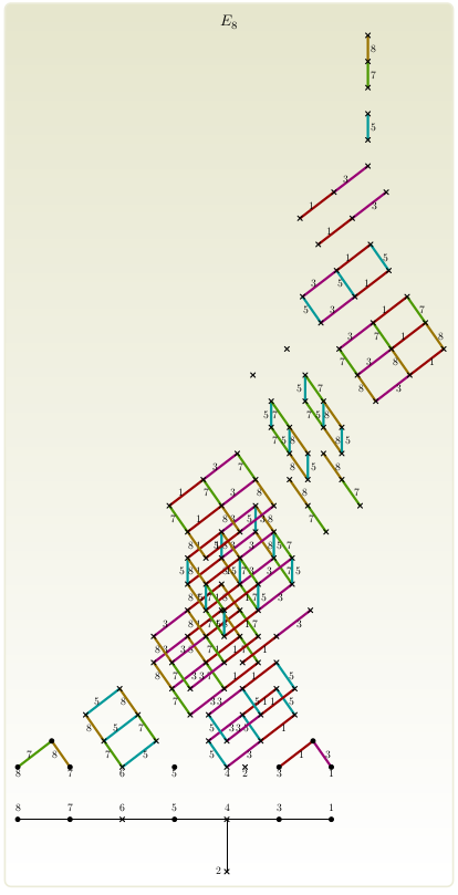 A Dynkin diagram of an E8-variety with associated Hasse diagram