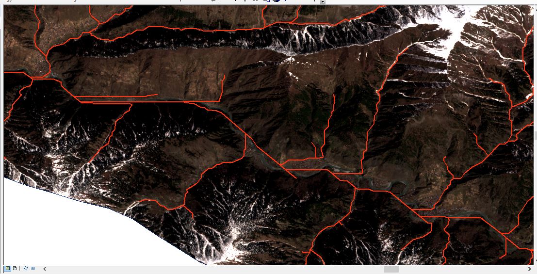 Sentinel-2 imagery having Streams in red